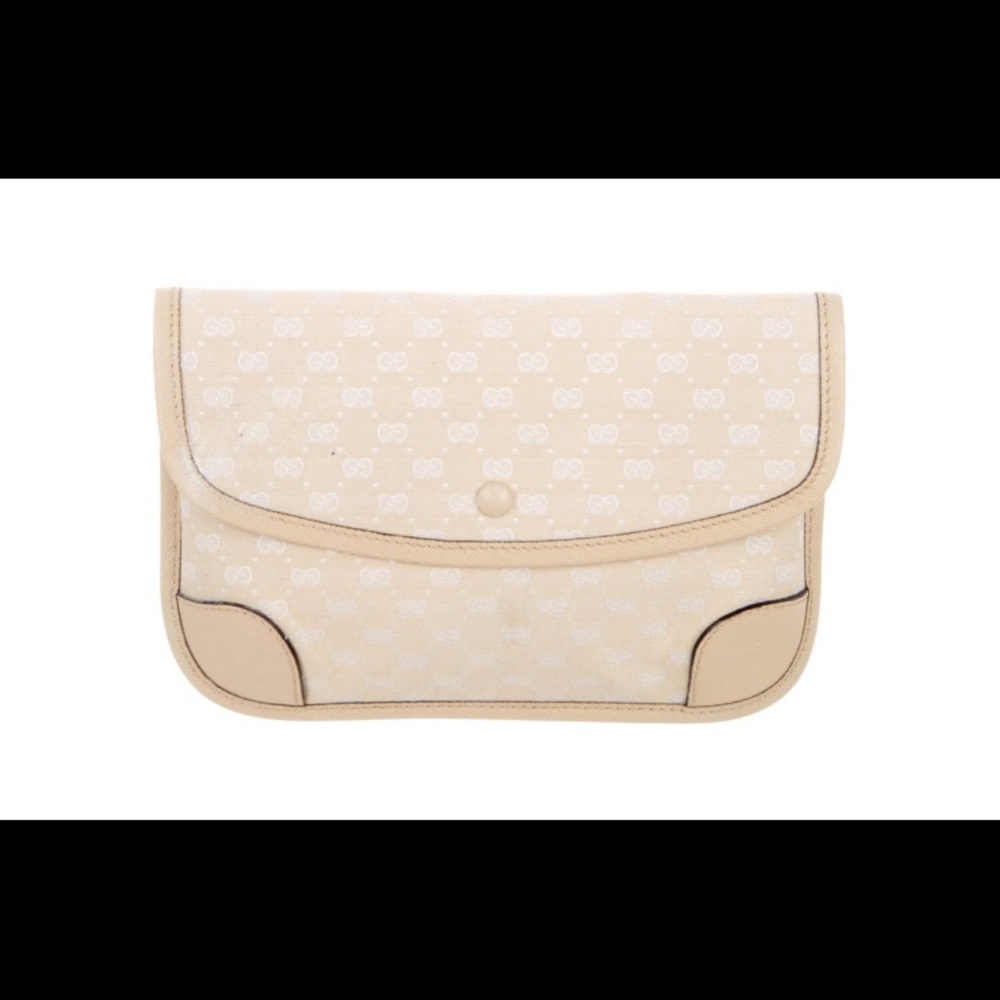 Vintage Gucci leather and canvas pouch